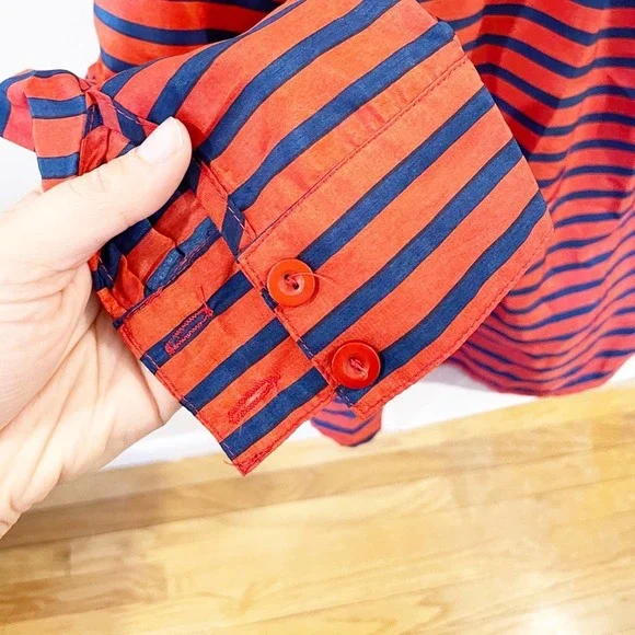 Umgee Tie Front Striped Blouse Orange Size Large - Picture 8 of 11